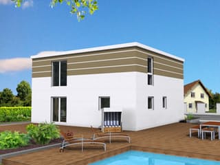 Fertighaus City 136 FD von DIG-Haus Vertriebs Schlüsselfertig ab 290000€, Cubushaus Außenansicht 1