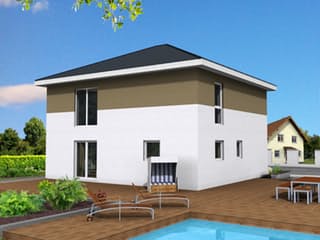 Fertighaus City 136 WD von DIG-Haus Vertriebs Schlüsselfertig ab 253000€, Stadtvilla Außenansicht 2