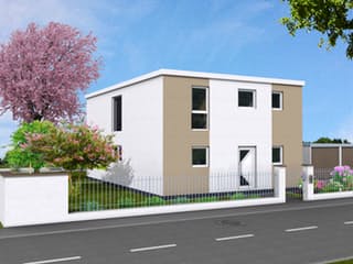 Fertighaus City 156 FD von DIG-Haus Vertriebs Schlüsselfertig ab 321000€, Cubushaus Außenansicht 1