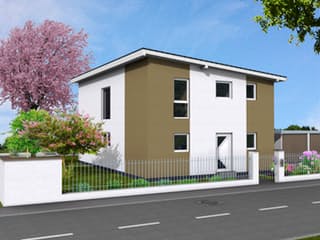 Fertighaus City 156 PD von DIG-Haus Vertriebs Schlüsselfertig ab 286500€, Satteldach-Klassiker Außenansicht 1