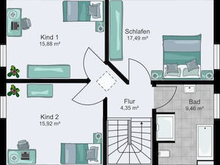 Fertighaus Family 2 von STREIF Haus, Stadtvilla Grundriss 1