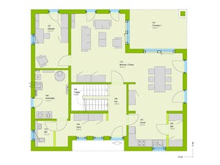 Fertighaus City 8 von massa haus Ausbauhaus ab 155999€, Stadtvilla Grundriss 1