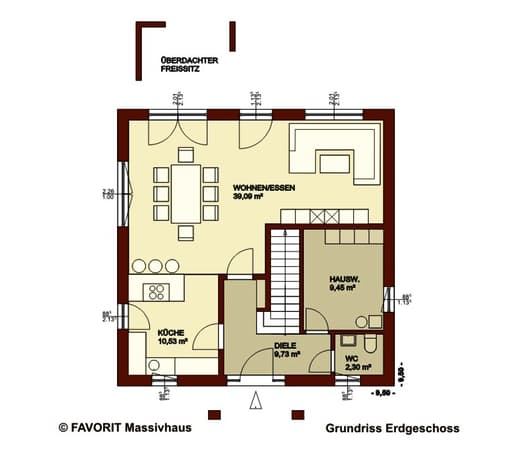 Massivhaus Citylife 143 von Favorit Massivhaus Schlüsselfertig ab 357910€, Stadtvilla Grundriss 1