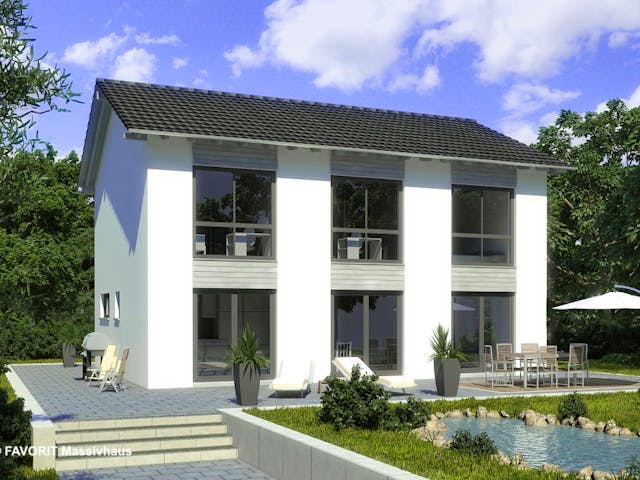 Massivhaus Citylife 147 von FAVORIT Massivhaus Schlüsselfertig ab 344520€, Satteldach-Klassiker Außenansicht 1