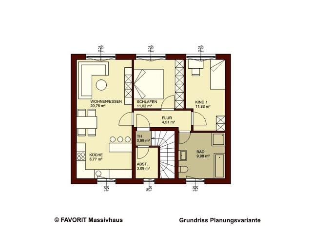 Massivhaus Citylife 147 von Favorit Massivhaus Schlüsselfertig ab 358300€, Satteldach-Klassiker Grundriss 3