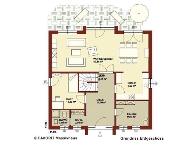 Massivhaus Citylife 178 von FAVORIT Massivhaus Schlüsselfertig ab 453020€, Stadtvilla Grundriss 1
