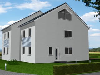 Fertighaus Clara 135 - DHH von Klaus Kowalski Immobilien Schlüsselfertig ab 182303€, Satteldach-Klassiker Außenansicht 2