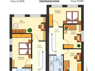 Fertighaus Clara 135 - DHH von Klaus Kowalski Immobilien Schlüsselfertig ab 182303€, Satteldach-Klassiker Grundriss 3