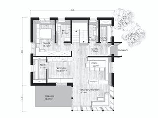 Blockhaus Clara (Hidden) von Rubner Haus Schlüsselfertig ab 330000€, Blockhaus Grundriss 1