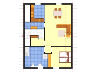 Fertighaus Classic 157 von DIG-Haus Vertriebs Schlüsselfertig ab 271000€, Satteldach-Klassiker Grundriss 1