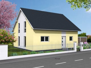 Fertighaus Classic 161 von DIG-Haus Vertriebs Schlüsselfertig ab 243500€, Satteldach-Klassiker Außenansicht 1