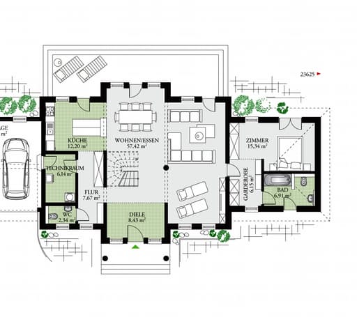 Fertighaus Classic 266 von Danwood Schlüsselfertig ab 452900€, Stadtvilla Grundriss 2