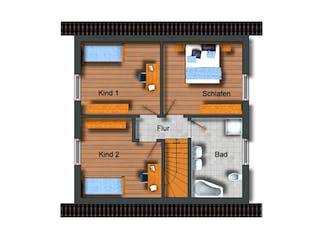 Massivhaus Classic von Siegerland Massivhaus Schlüsselfertig ab 163750€, Satteldach-Klassiker Grundriss 1