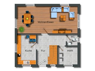 Massivhaus Classic von Siegerland Massivhaus Schlüsselfertig ab 163750€, Satteldach-Klassiker Grundriss 2