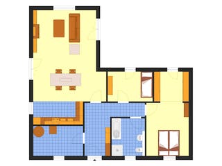 Fertighaus Comfort 108 von DIG-Haus Vertriebs Schlüsselfertig ab 189000€, Bungalow Grundriss 1