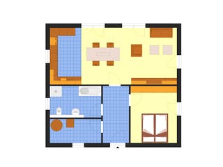 Fertighaus Comfort 81 von DIG-Haus Vertriebs Schlüsselfertig ab 155000€, Satteldach-Klassiker Grundriss 1