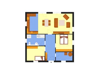 Fertighaus Comfort 92 von DIG-Haus Vertriebs Schlüsselfertig ab 166000€, Bungalow Grundriss 1