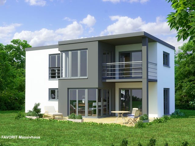 Massivhaus Concept Design 108 von FAVORIT Massivhaus Schlüsselfertig ab 312900€, Cubushaus Außenansicht 1