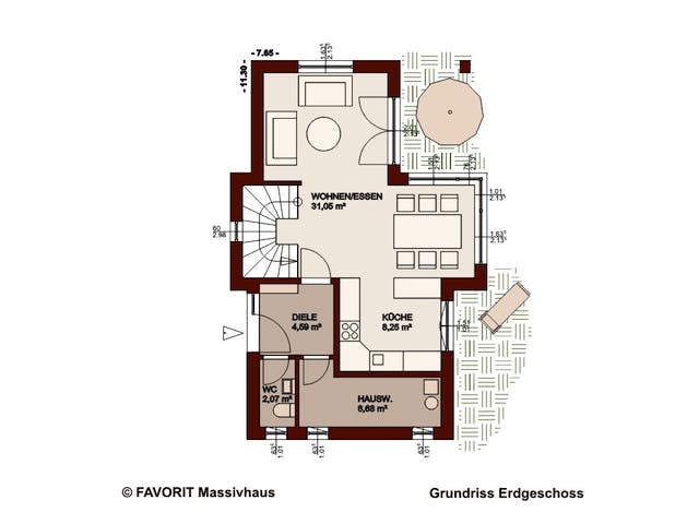Massivhaus Concept Design 108 von FAVORIT Massivhaus Schlüsselfertig ab 312900€, Cubushaus Grundriss 1