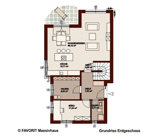 Massivhaus Concept Design 149 von Favorit Massivhaus Schlüsselfertig ab 368560€, Cubushaus Grundriss 1
