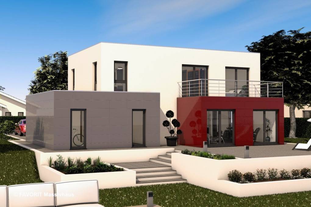 Massivhaus Concept Design 162 von Favorit Massivhaus Schlüsselfertig ab 420650€, Cubushaus Außenansicht 1