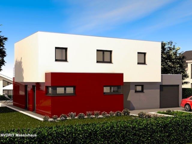 Massivhaus Concept Design 162 von Favorit Massivhaus Schlüsselfertig ab 437470€, Cubushaus Außenansicht 2
