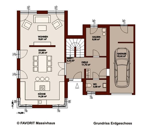 Massivhaus Concept Design 162 von FAVORIT Massivhaus Schlüsselfertig ab 388460€, Cubushaus Grundriss 1