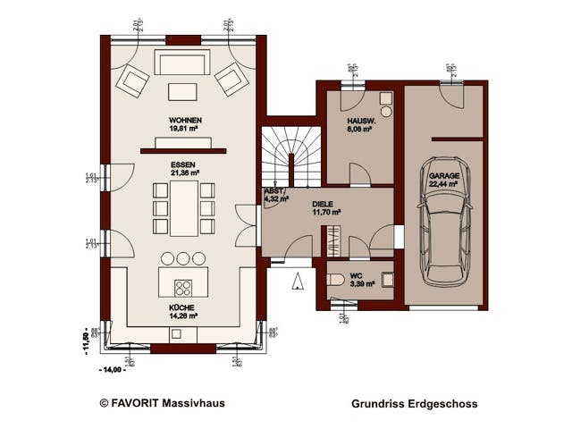 Massivhaus Concept Design 162 von Favorit Massivhaus Schlüsselfertig ab 437470€, Cubushaus Grundriss 1