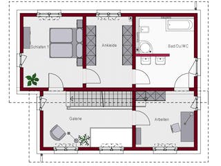 Massivhaus Concept 1.0 P von Ein SteinHaus Ausbauhaus ab 179990€, Pultdachhaus Grundriss 2