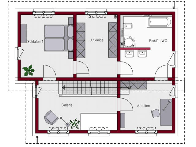 Massivhaus Concept 1.0 P von Ein SteinHaus Ausbauhaus ab 179990€, Pultdachhaus Grundriss 2