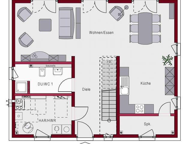 Massivhaus Concept 15.0 S von Ein SteinHaus Ausbauhaus ab 184990€, Cubushaus Grundriss 1