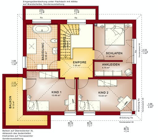 Fertighaus CONCEPT-M 145 Zweibrücken von Bien-Zenker Schlüsselfertig ab 368208€, Stadtvilla Grundriss 2