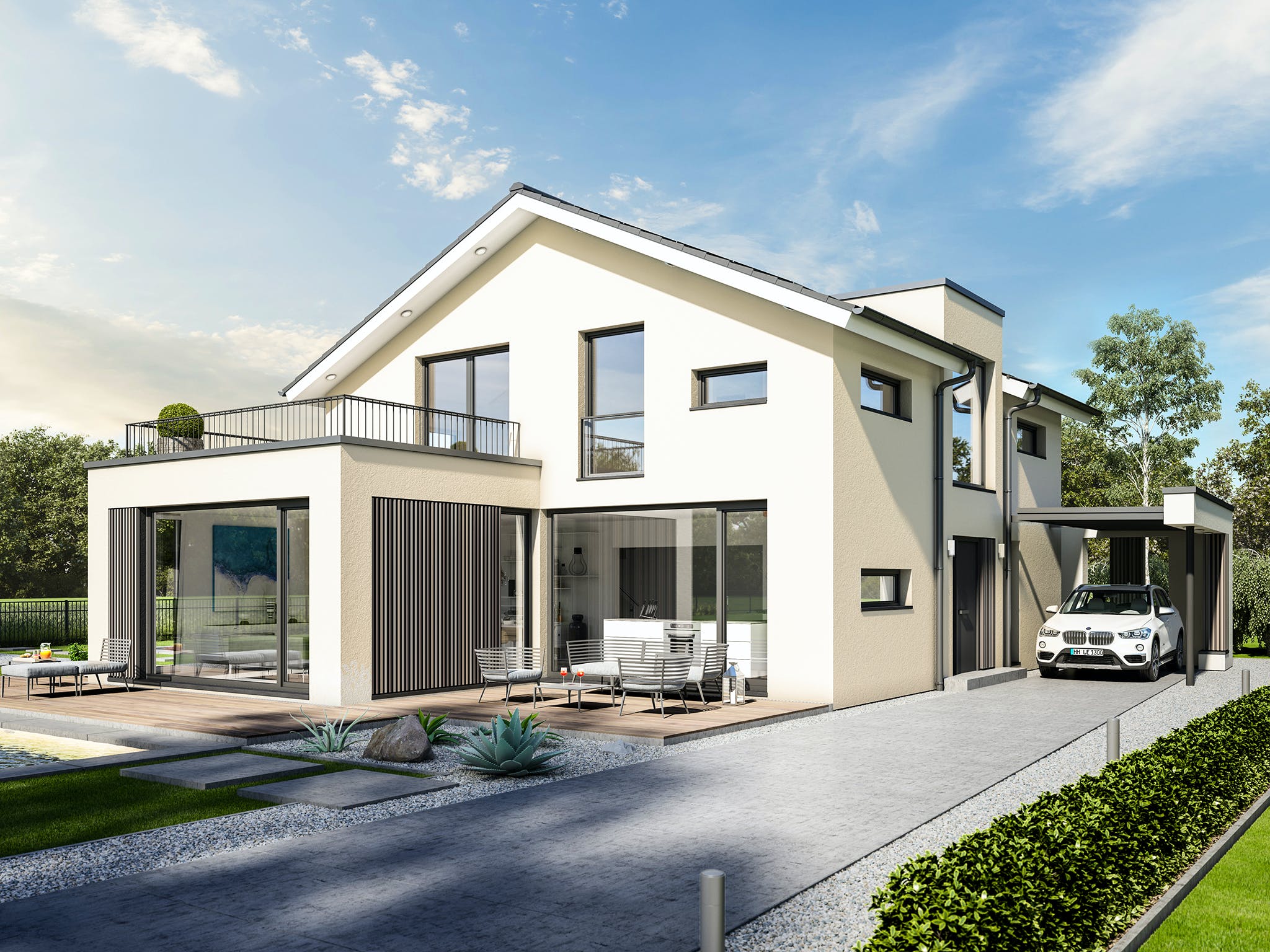 Fertighaus CONCEPT-M 154 Hannover von Bien-Zenker Schlüsselfertig ab 528934€, Satteldach-Klassiker Außenansicht 2