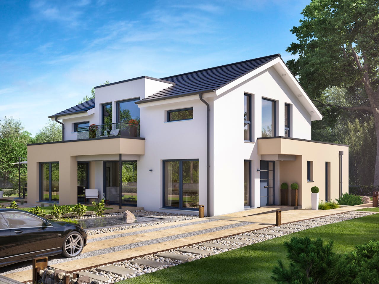 Fertighaus CONCEPT-M 155 Leipzig von Bien-Zenker Schlüsselfertig ab 590076€, Satteldach-Klassiker Außenansicht 1