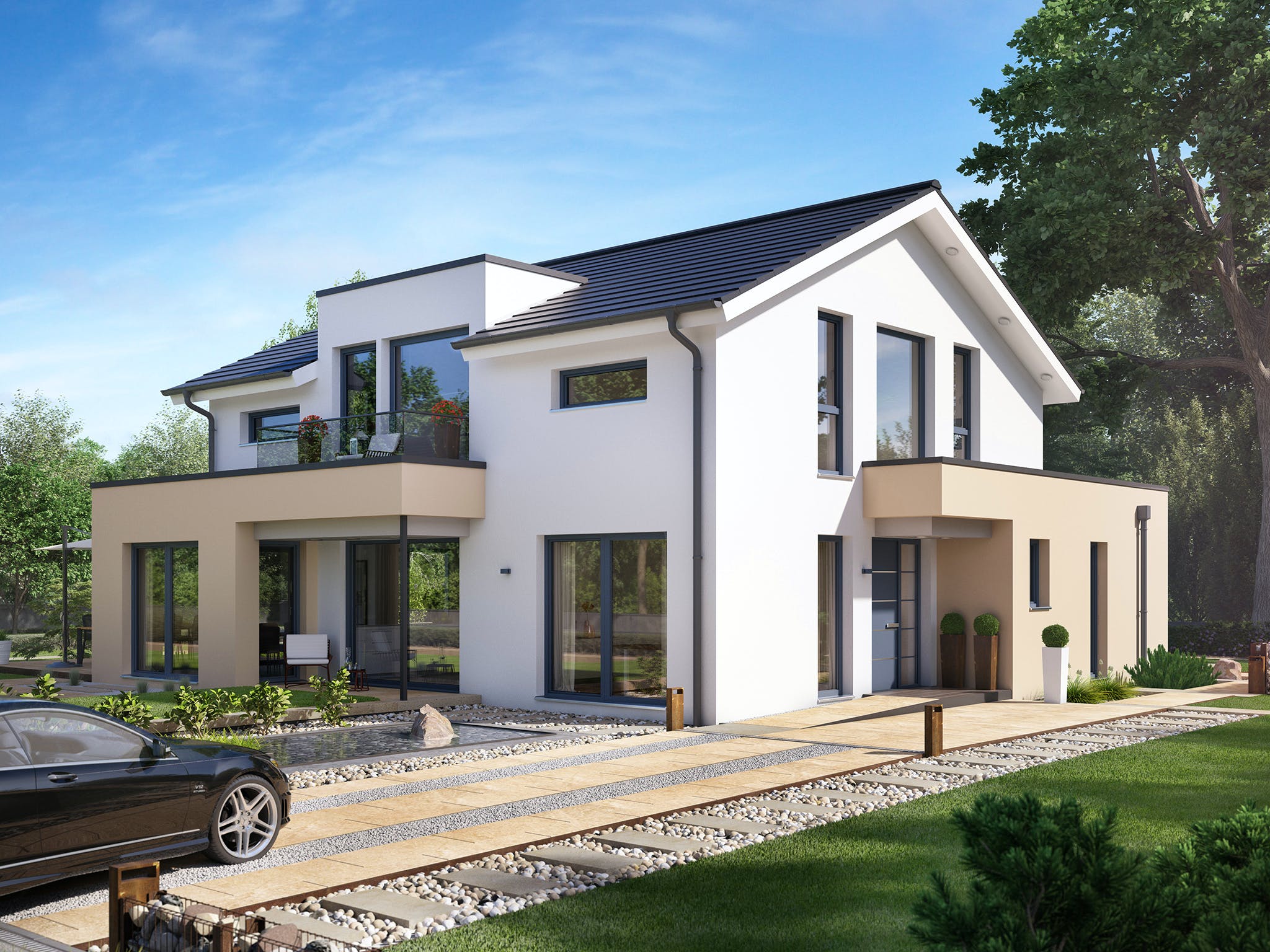 Fertighaus CONCEPT-M 155 Leipzig von Bien-Zenker Schlüsselfertig ab 488299€, Satteldach-Klassiker Außenansicht 1