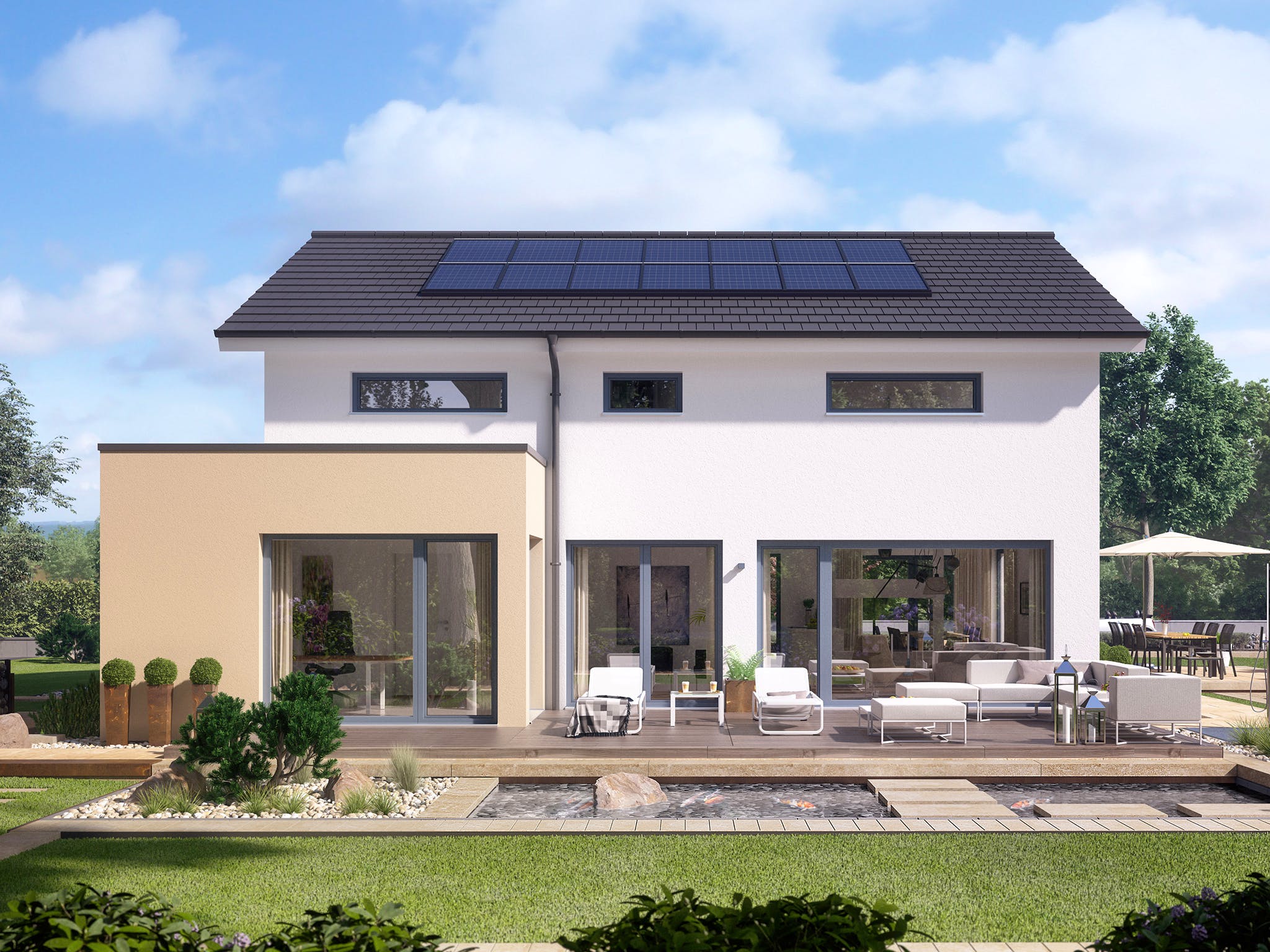 Fertighaus CONCEPT-M 155 Leipzig von Bien-Zenker Schlüsselfertig ab 488299€, Satteldach-Klassiker Außenansicht 2
