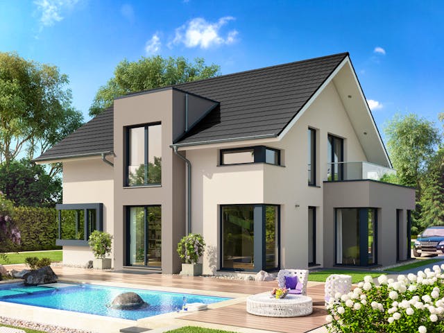 Fertighaus CONCEPT-M 159 Bad Vilbel von Bien-Zenker Schlüsselfertig ab 619762€, Satteldach-Klassiker Außenansicht 1