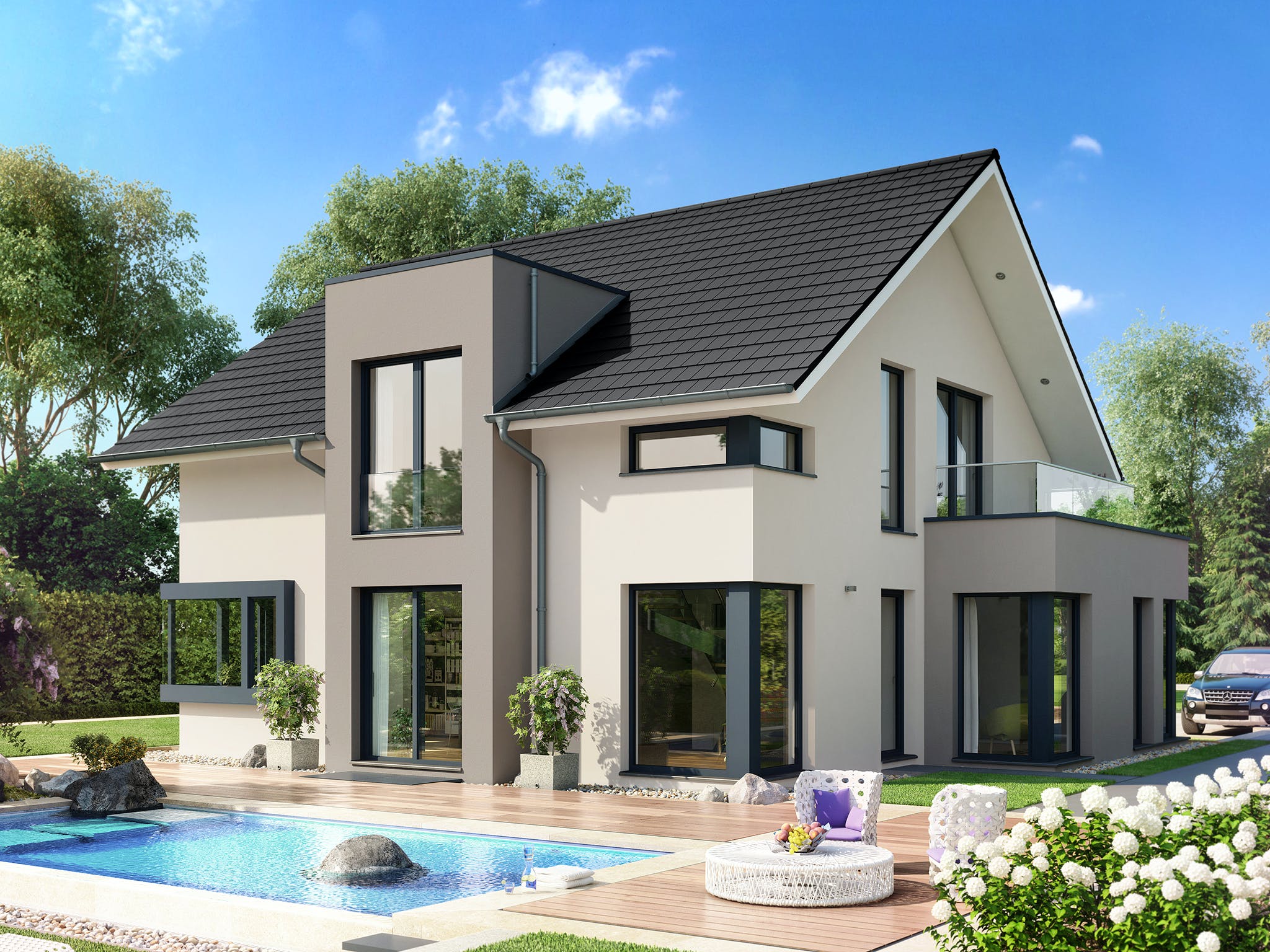 Fertighaus CONCEPT-M 159 Bad Vilbel von Bien-Zenker Schlüsselfertig ab 491004€, Satteldach-Klassiker Außenansicht 1