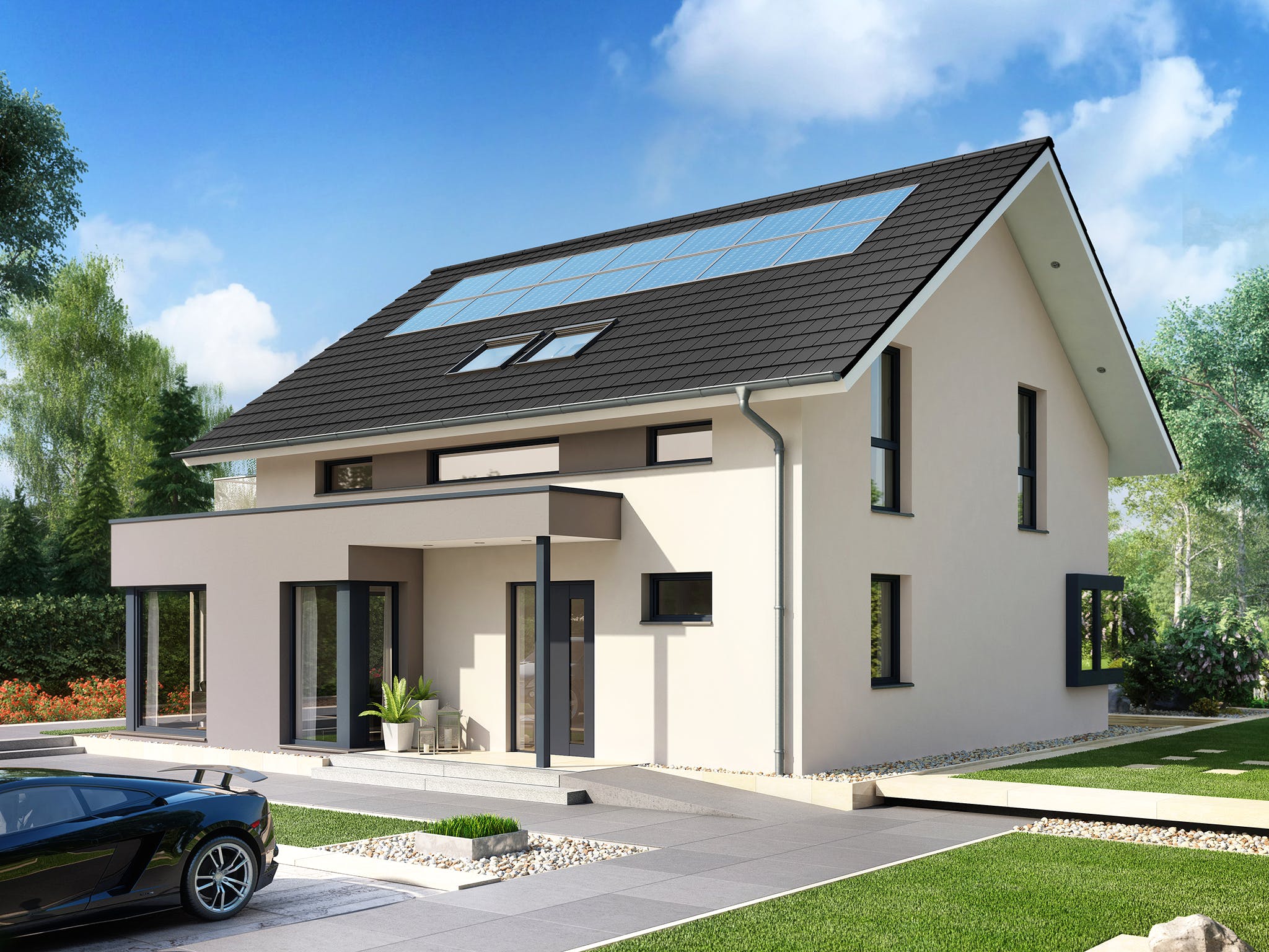 Fertighaus CONCEPT-M 159 Bad Vilbel von Bien-Zenker Schlüsselfertig ab 491004€, Satteldach-Klassiker Außenansicht 2