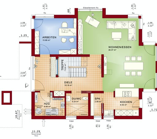 Fertighaus CONCEPT-M 163 München von Bien-Zenker Schlüsselfertig ab 523566€, Satteldach-Klassiker Grundriss 1