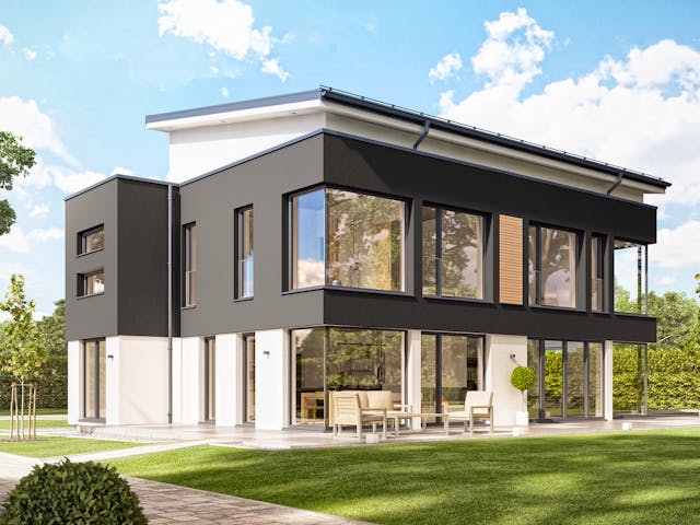 Fertighaus CONCEPT-M 165 Wuppertal von Bien-Zenker Schlüsselfertig ab 877797€, Pultdachhaus Außenansicht 1
