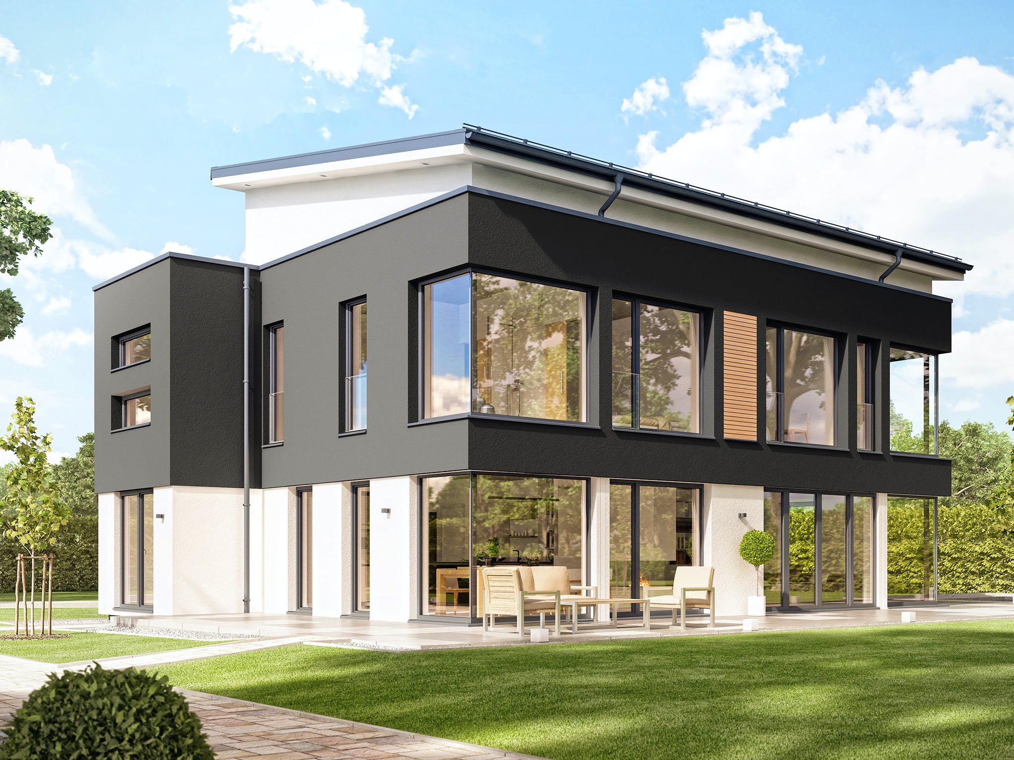 Fertighaus CONCEPT-M 165 Wuppertal von Bien-Zenker Schlüsselfertig ab 767233€, Pultdachhaus Außenansicht 1