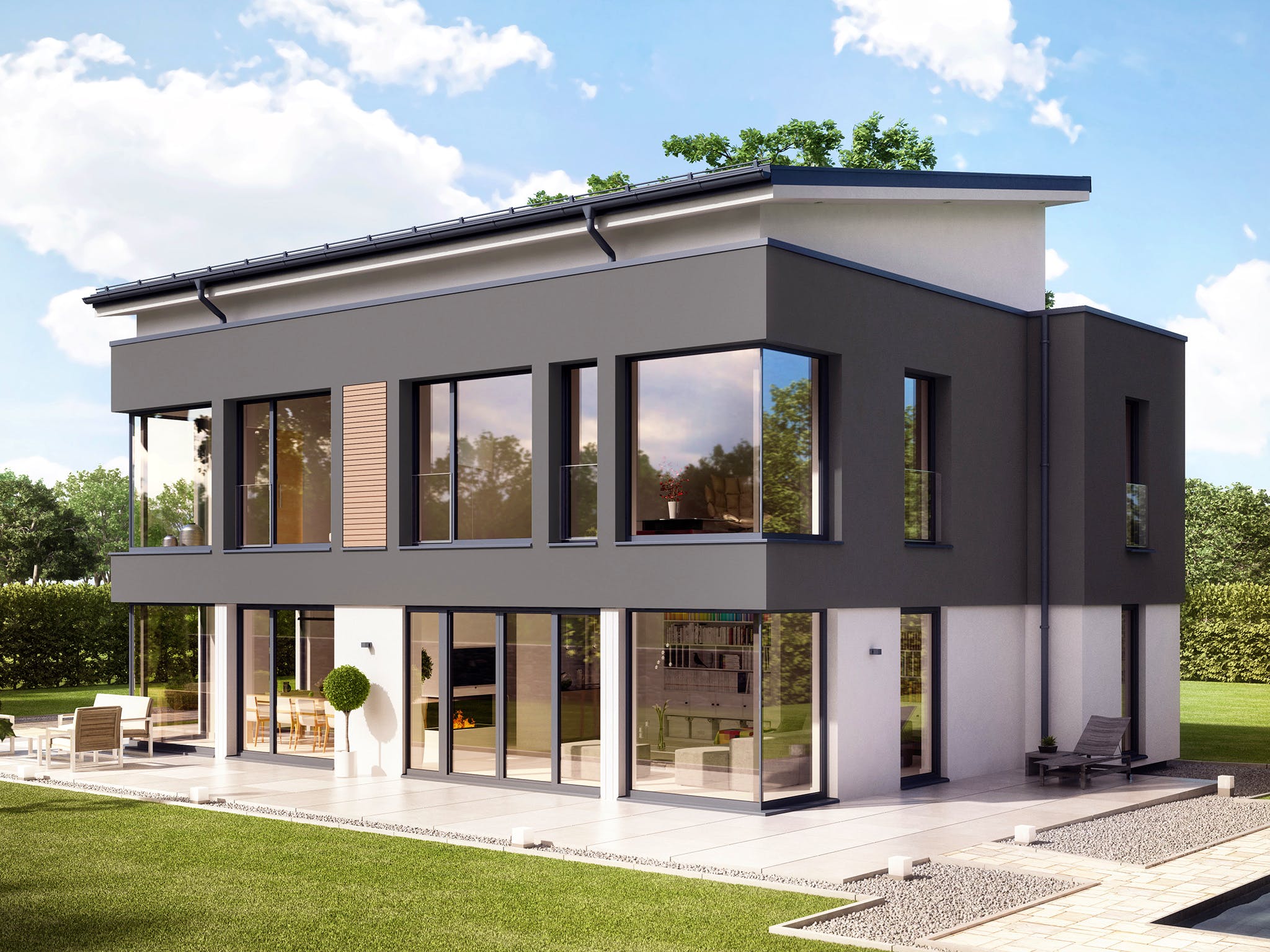 Fertighaus CONCEPT-M 165 Wuppertal von Bien-Zenker Schlüsselfertig ab 767233€, Pultdachhaus Außenansicht 2