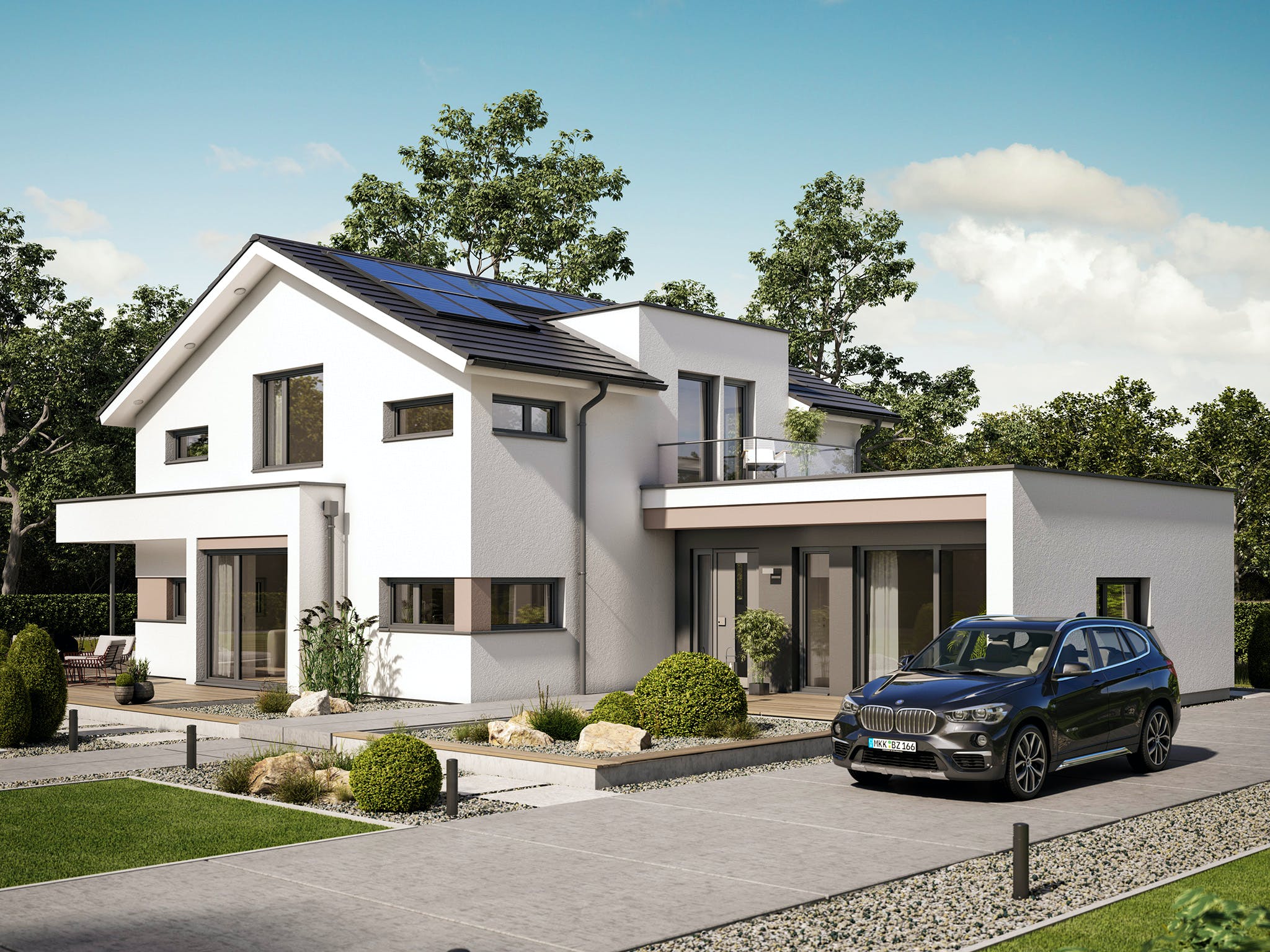 Fertighaus CONCEPT-M 166 Erfurt von Bien-Zenker Schlüsselfertig ab 553368€, Satteldach-Klassiker Außenansicht 1