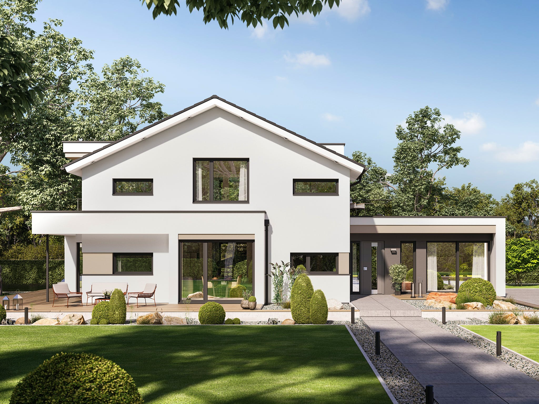 Fertighaus CONCEPT-M 166 Erfurt von Bien-Zenker Schlüsselfertig ab 553368€, Satteldach-Klassiker Außenansicht 2