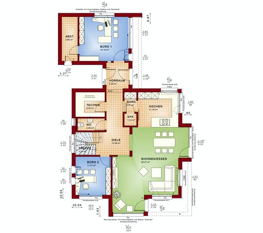 Fertighaus CONCEPT-M 166 Erfurt von Bien-Zenker Schlüsselfertig ab 519296€, Satteldach-Klassiker Grundriss 1