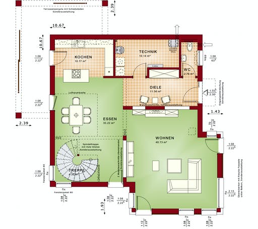 Fertighaus CONCEPT-M 193 Potsdam von Bien-Zenker Schlüsselfertig ab 566340€, Stadtvilla Grundriss 1