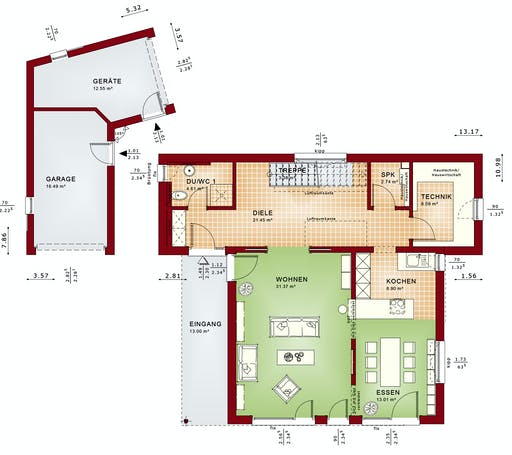 Fertighaus CONCEPT-M 198 Mülheim-Kärlich von Bien-Zenker Schlüsselfertig ab 490881€, Grundriss 1