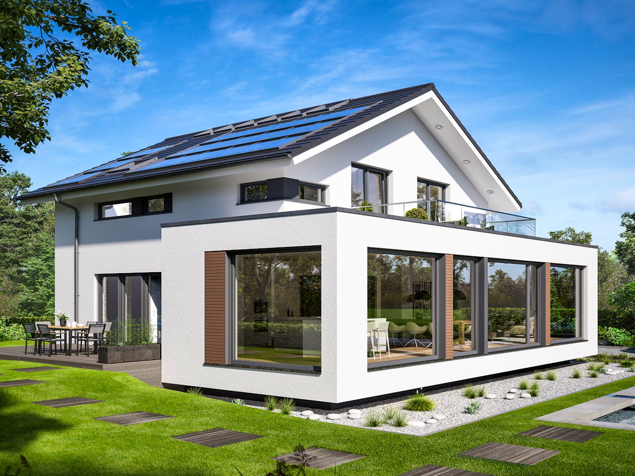 Fertighaus CONCEPT-M 210 Günzburg von Bien-Zenker Schlüsselfertig ab 834028€, Satteldach-Klassiker Außenansicht 1