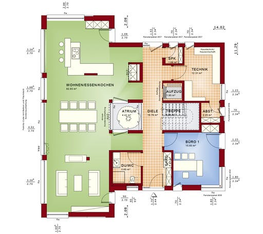 Fertighaus CONCEPT-M 210 Günzburg von Bien-Zenker Schlüsselfertig ab 689383€, Satteldach-Klassiker Grundriss 1